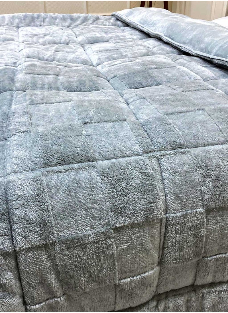 Family Bed Quilt Set Chess Spanish Fur 3 pieces size 220 × 240 cm model 2410 from Family Bed  - Image 5