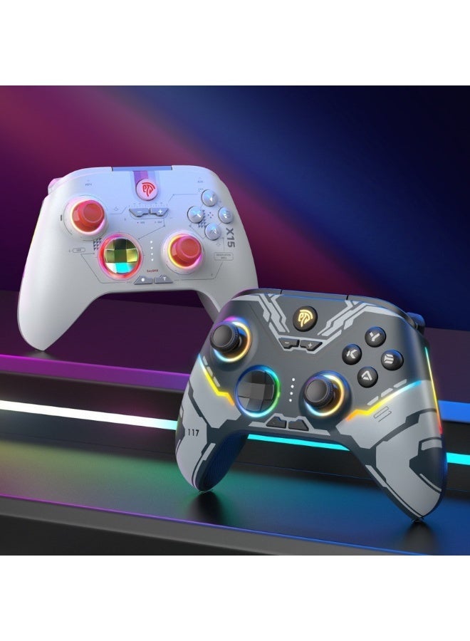 EasySMX جهاز تحكم ألعاب كلاسيكي EasySMX X15 لجهاز الكمبيوتر - جهاز تحكم بلوتوث مع عصي هول/زناد هول/إضاءة RGB - بدون انزلاق للعصا، بدون منطقة ميتة - يعمل مع الكمبيوتر، أندرويد، ستيم وسويتش بطارية 1000 مللي أمبير 20 ساعة من عمر البطارية مفاتيح خلفية قابلة للتخصيص وظيفة الاستيقاظ بزر واحد وظيفة التيربو 3 مستويات اهتزاز قابلة للتعديل - Image 2
