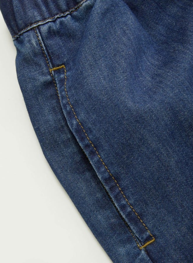 CIDER Drawstring Wide Leg Jeans for Women High Waisted Baggy Jeans Denim Pants with Pockets, Dark Navy, M - Image 3