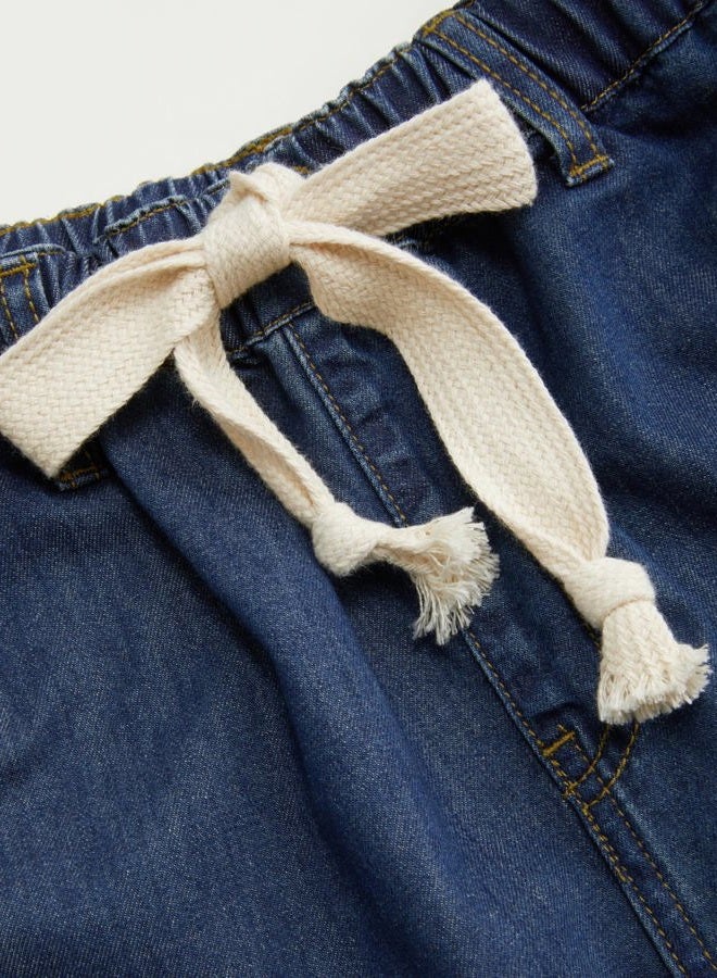 CIDER Drawstring Wide Leg Jeans for Women High Waisted Baggy Jeans Denim Pants with Pockets, Dark Navy, M - Image 2