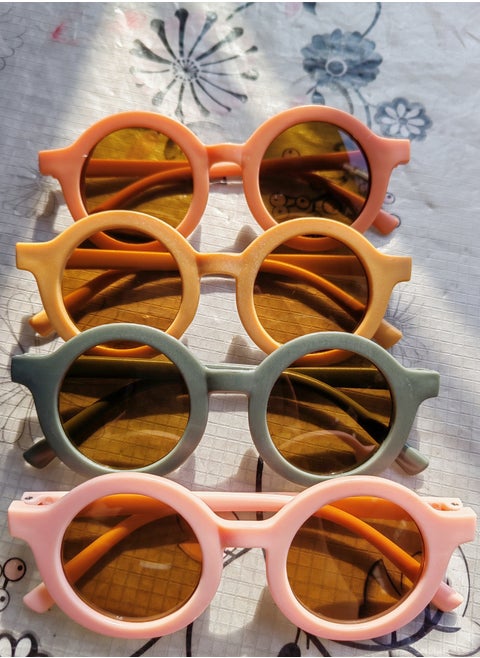 Retro Cute Round Sunglasses for Children, Girls, and Boys UV400 Protective Sunglasses