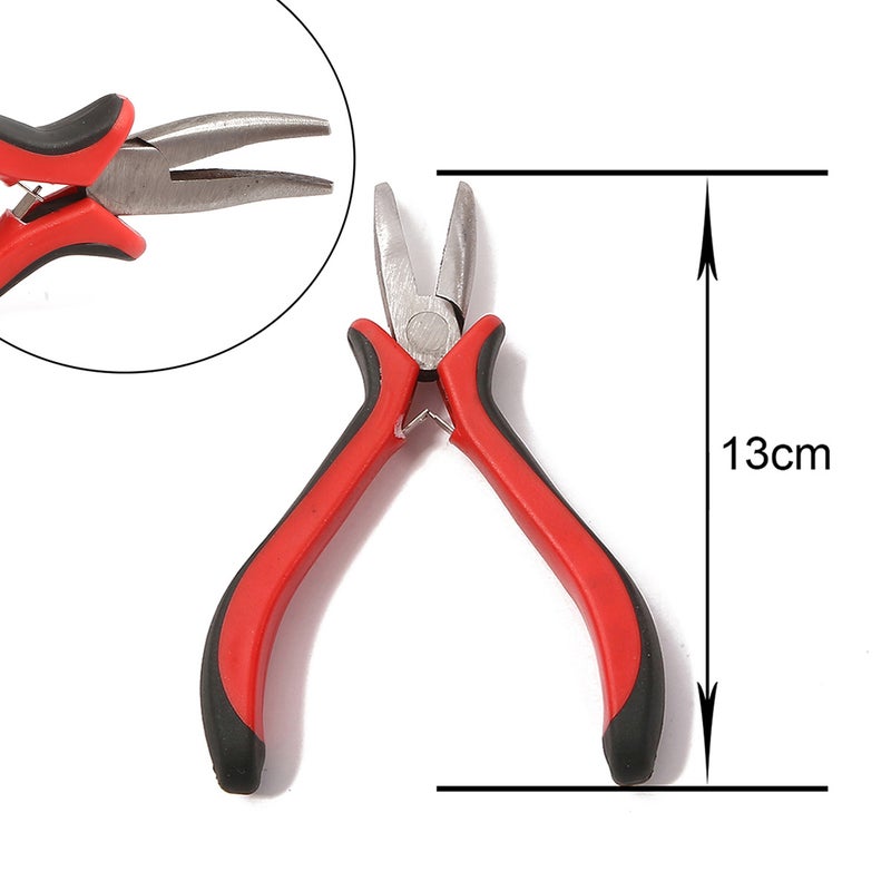 Handmade DIY Tool Pliers Multifunctional Punching Pliers Jewelry Toothless Pointed Nose Pliers Oblique Wire Cutting Pliers Hardware Tools #4 black/red handle crooked mouth toothless pliers 1 pc/bag 