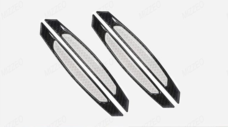 MIZZEO Reflective Car Door Edge Guard Stickers (Pack of 4, Carbon Black & White) Carbon Fiber Auto Car Door Edge Sticker Compatible with Kia Carens - Image 1
