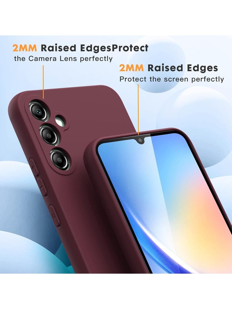 MUNTAQI Maroon Soft TPU Liquid Silicone Case for Samsung Galaxy A54 5G with Shockproof Rubber & 2 Tempered Glass Protectors - Image 4