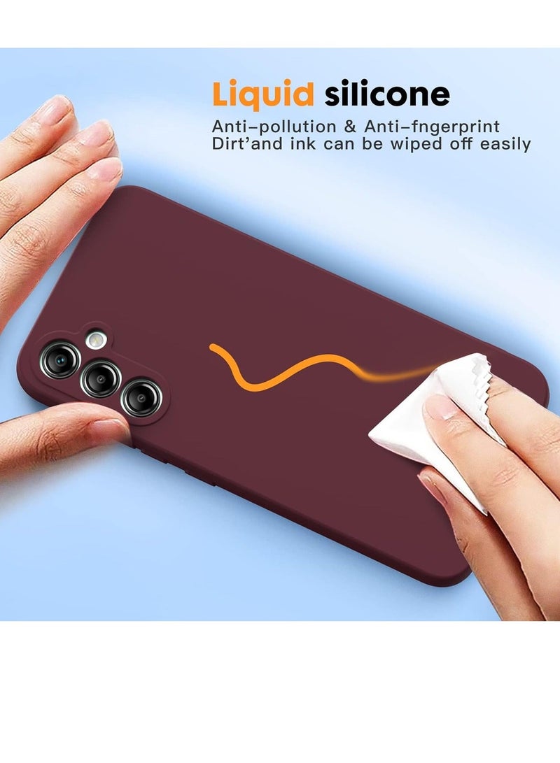 MUNTAQI Maroon Soft TPU Liquid Silicone Case for Samsung Galaxy A54 5G with Shockproof Rubber & 2 Tempered Glass Protectors - Image 3