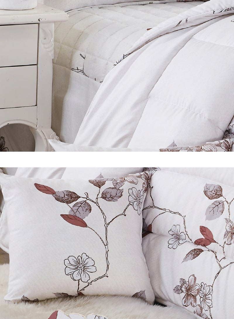 Moon Bed In A Bag Medium Filling King Size Comforter Set, 10 Pcs Floral Bedding Set Size 220 X 240 Cm with Comforter, Quilted Bed Skirt, Pillowcases, Cushion & Bedroom Slipper, Multicolor  - Image 3