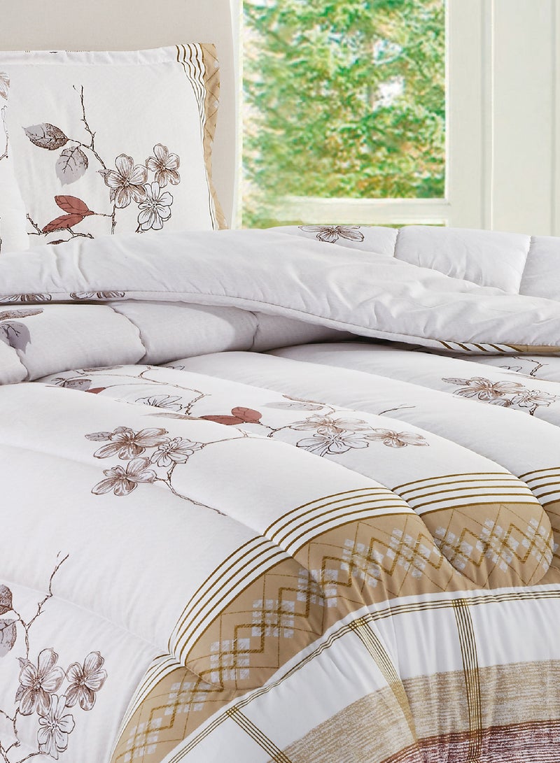 Moon Bed In A Bag Medium Filling King Size Comforter Set, 10 Pcs Floral Bedding Set Size 220 X 240 Cm with Comforter, Quilted Bed Skirt, Pillowcases, Cushion & Bedroom Slipper, Multicolor  - Image 4