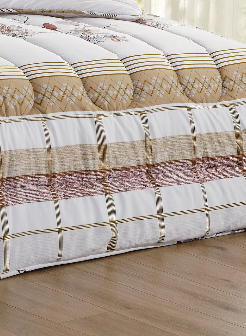 Moon Bed In A Bag Medium Filling King Size Comforter Set, 10 Pcs Floral Bedding Set Size 220 X 240 Cm with Comforter, Quilted Bed Skirt, Pillowcases, Cushion & Bedroom Slipper, Multicolor  - Image 5