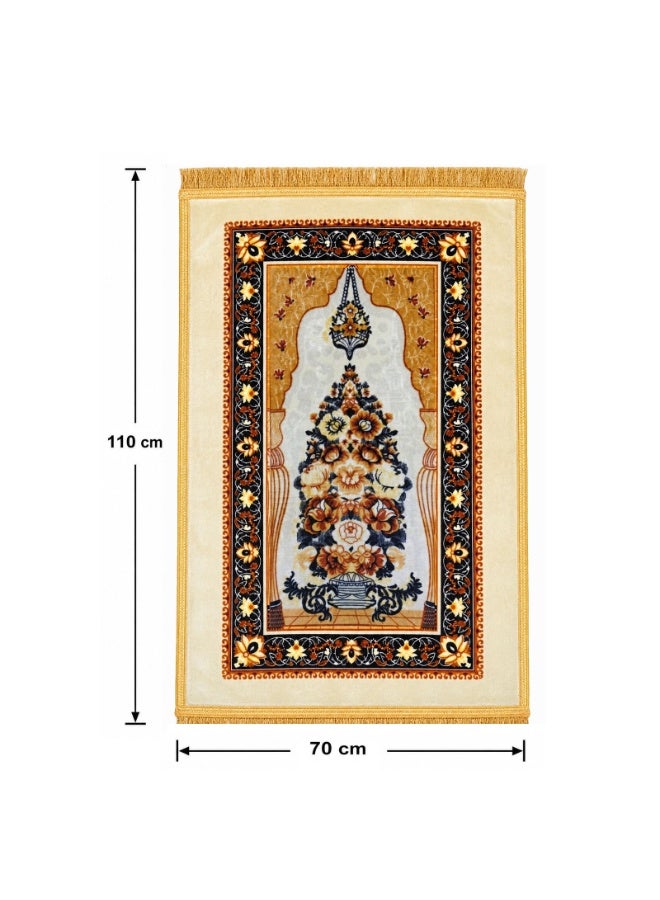 Premium Islamic Prayer Mat 70 x 110 cm Soft Comfortable Prayer Rug with Elegant Mihrab Pattern, Decorative Tassel Fringe, Durable Woven Fabric and Non-Slip Backing for Home, Mosque & Travel Multi Color - Image 5