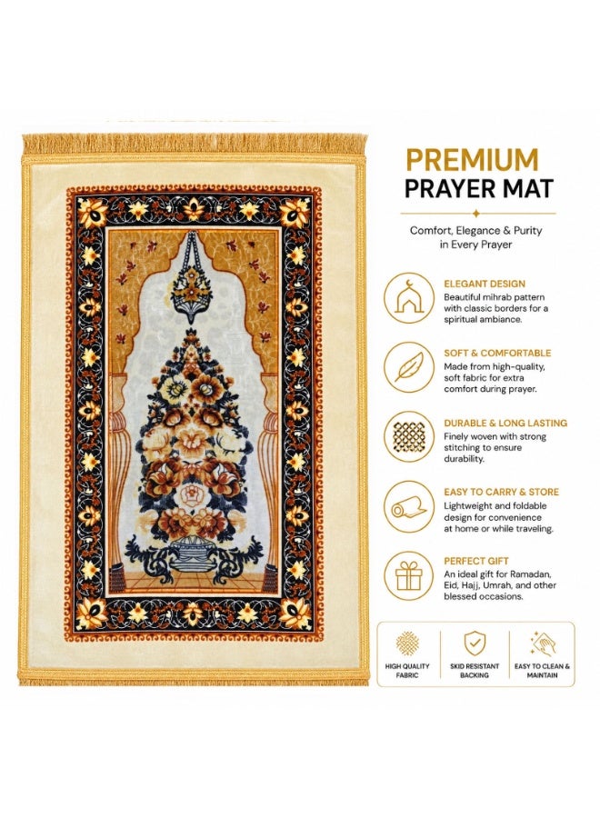 Premium Islamic Prayer Mat 70 x 110 cm Soft Comfortable Prayer Rug with Elegant Mihrab Pattern, Decorative Tassel Fringe, Durable Woven Fabric and Non-Slip Backing for Home, Mosque & Travel Multi Color - Image 3