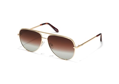 QUAY - Sunglasses for Men & Women, Polarized Aviator Lenses with UV Protection, Oversized Sunglasses (High Key Extra Large, Gold) - Image 2
