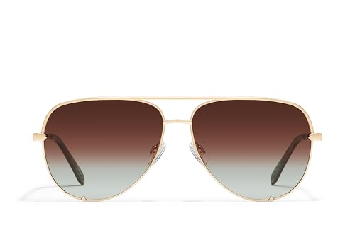 QUAY - Sunglasses for Men & Women, Polarized Aviator Lenses with UV Protection, Oversized Sunglasses (High Key Extra Large, Gold) - Image 1