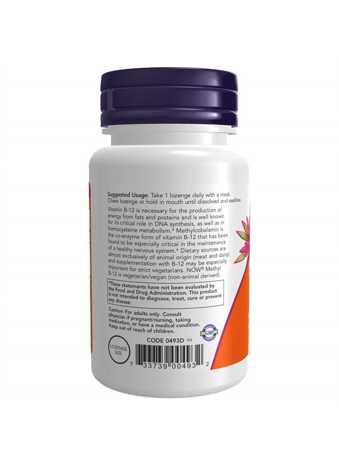 Supplements, Methyl B-12 (Methylcobalamin) 5,000 mcg, Nervous System Health*, 120 Lozenges