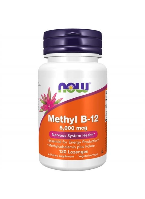 Supplements, Methyl B-12 (Methylcobalamin) 5,000 mcg, Nervous System Health*, 120 Lozenges