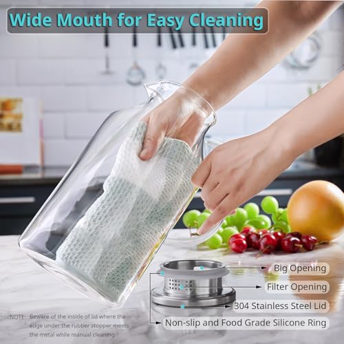 Bivvclaz 3 Liter 101 oz Glass Pitcher with Lid and Handle, Glass Water Pitcher for Fridge, Glass Carafe for Hot/Cold Water, Iced Tea Pitcher, Large Jug for Coffee, Juice and Homemade Beverage - Image 4