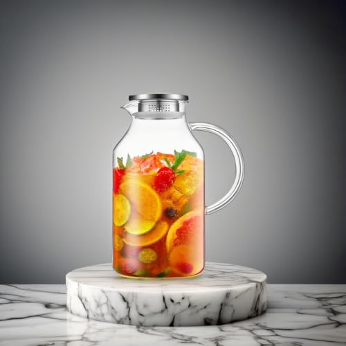 Bivvclaz 3 Liter 101 oz Glass Pitcher with Lid and Handle, Glass Water Pitcher for Fridge, Glass Carafe for Hot/Cold Water, Iced Tea Pitcher, Large Jug for Coffee, Juice and Homemade Beverage - Image 5