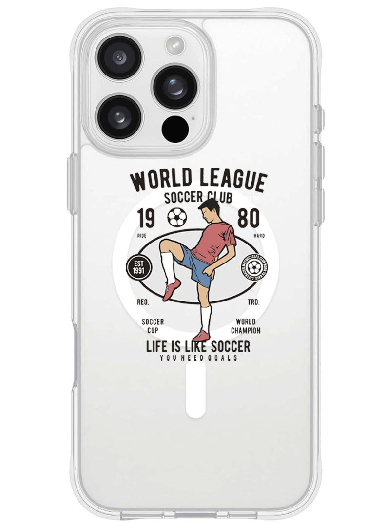 Theodor iPhone 16 Pro Magsafe Magnetic Case for iPhone Compatible with Wireless Charging, Shockproof Phone Bumper Cover - World league - Image 1