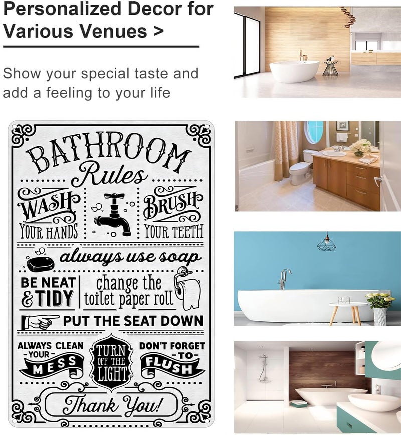Crazysign Funny Bathroom Toilet Decor Sign Bathroom Rules Quotes Wall Art Vintage Tin Sign 8x12 Inches (3092) - Image 3
