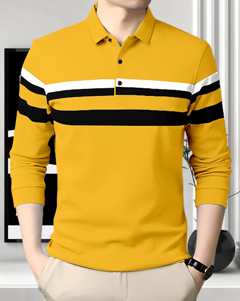 AUSK Men's Polo Regular Fit T-Shirt - Full Sleeves Yellow - Image 4