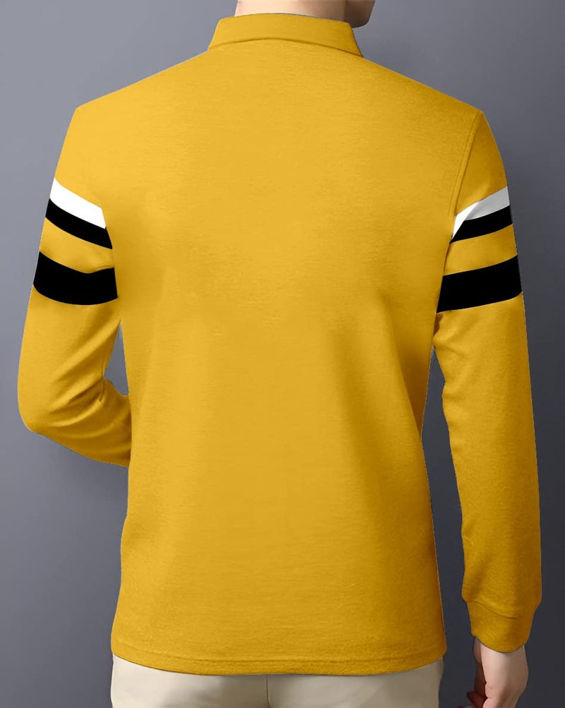 AUSK Men's Polo Regular Fit T-Shirt - Full Sleeves Yellow - Image 2