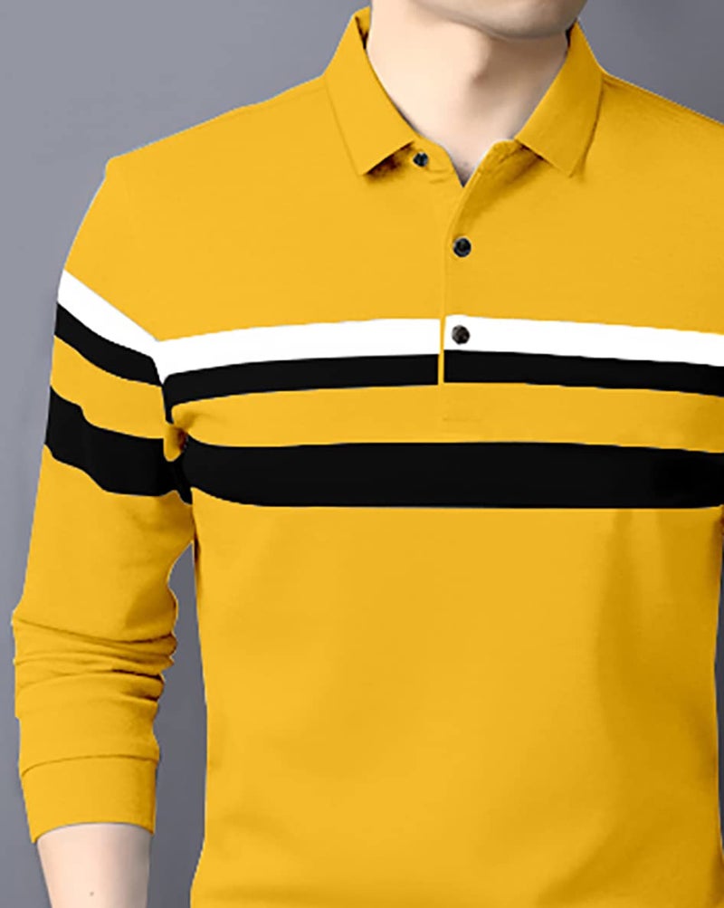 AUSK Men's Polo Regular Fit T-Shirt - Full Sleeves Yellow - Image 3