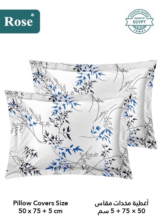 Rose Floral Comforter Set, High Quality Microfiber, 6 Pieces, Fits 200x200 cm Double Size Bed, Soft Cooling Breathable, Stylish Printed Elegance, King Size Comforter, Blue Leafs - Image 5