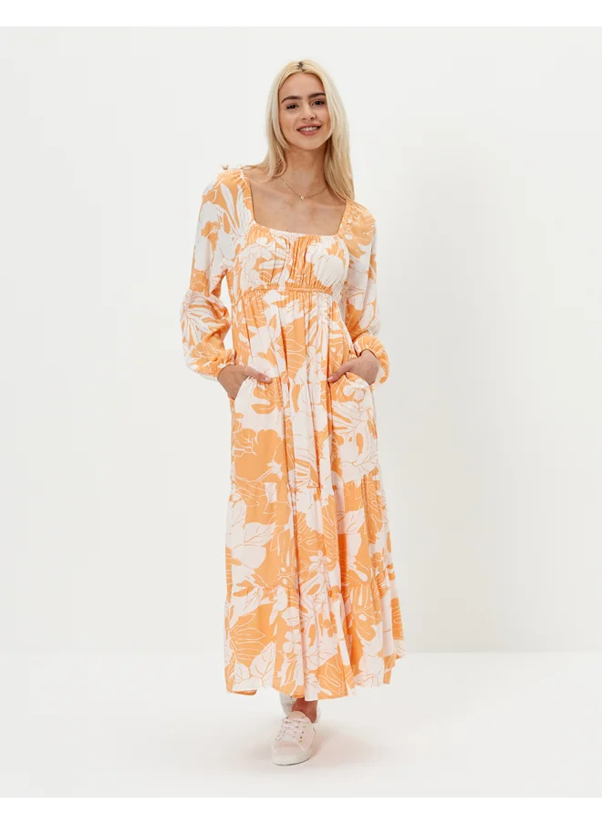 American Eagle AE Printed Long-Sleeve Midi Dress