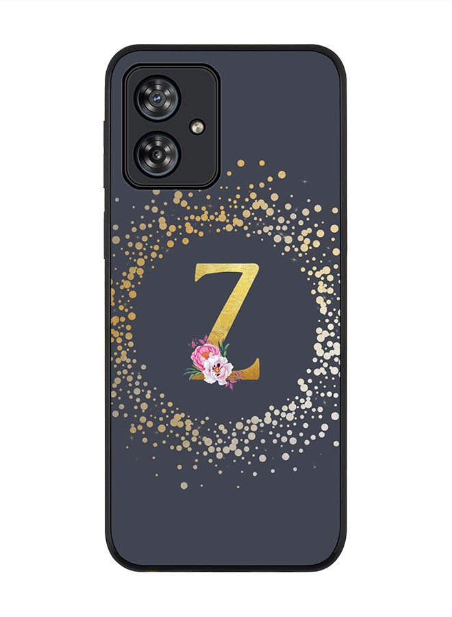 Stylizedd Rugged Black Case for Motorola Moto G54 / Motorola Moto G54 Power / Motorola Moto G64 5G,Custom Monogram Initial Letter Floral Alphabet - Z (Grey) - Image 1