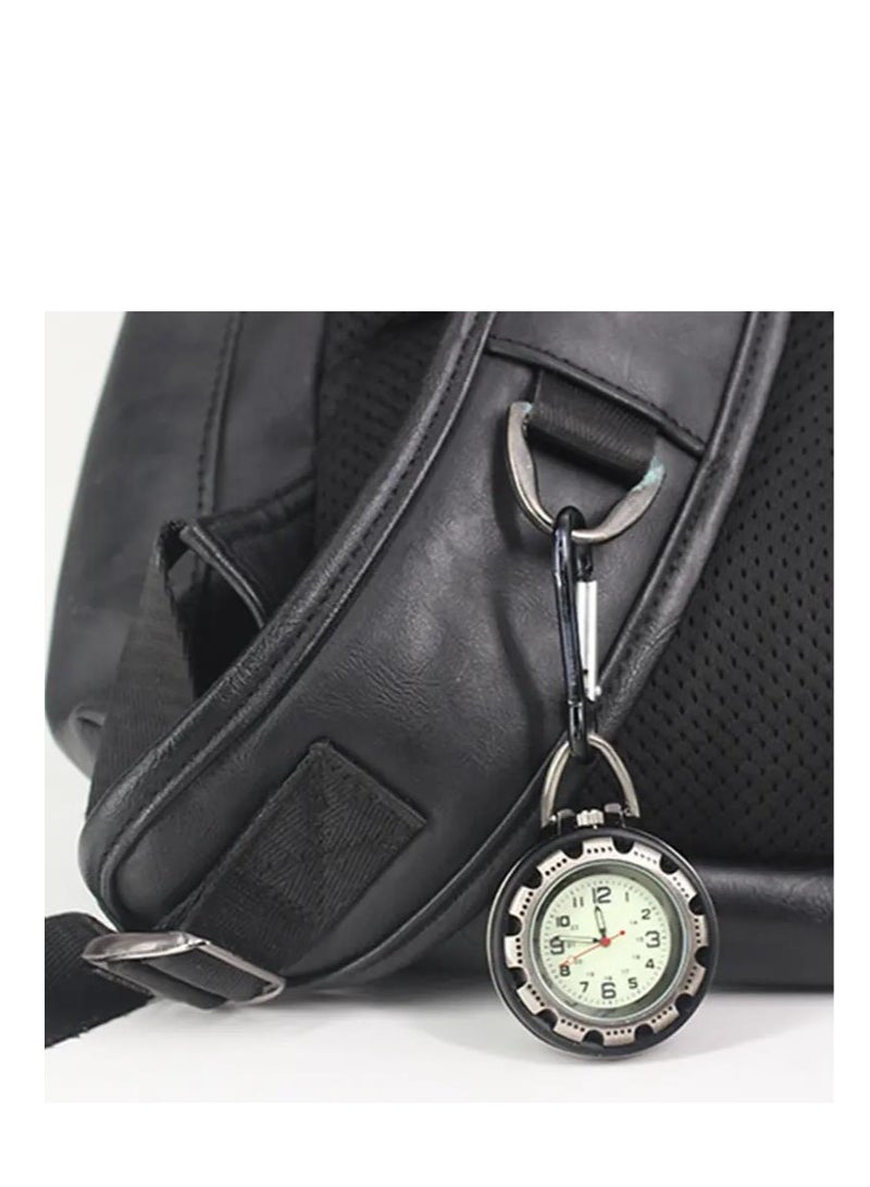 Y&D Men's Pocket Watch, Clip On Fob Backpack Carabiner Belt Watch with Luminous Hands for Hiking or Climbing - Image 3