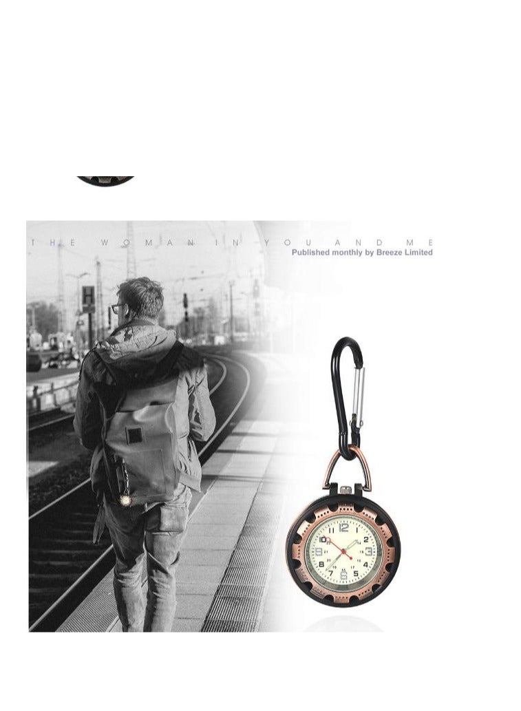 Y&D Men's Pocket Watch, Clip On Fob Backpack Carabiner Belt Watch with Luminous Hands for Hiking or Climbing - Image 4