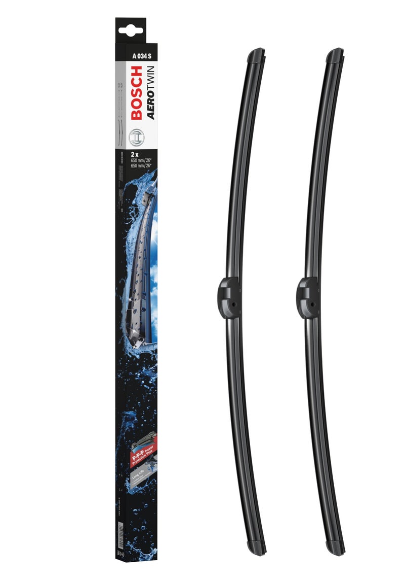 BOSCH 3397009034 AeroTwin OE Replacement Wiper Blades Driver & Passenger Side - Set of 2 (26" & 26") Side Lock 22mm - Image 1