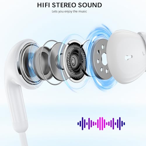 ASKUBSKU USBC Wired Headphones for iPad A16/iPhone 17 Pro Max Air 16 Plus 15, USB Type C Earbuds Corded Mic Case Stereo Semi in Ear Bud Earphones for Galaxy S26 S25 Ultra S24 Fe/Pixel 10 9A 9 XL 8, White - Image 2