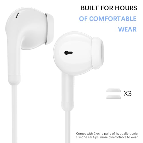 ASKUBSKU USBC Wired Headphones for iPad A16/iPhone 17 Pro Max Air 16 Plus 15, USB Type C Earbuds Corded Mic Case Stereo Semi in Ear Bud Earphones for Galaxy S26 S25 Ultra S24 Fe/Pixel 10 9A 9 XL 8, White - Image 5
