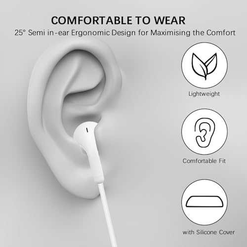 ASKUBSKU USBC Wired Headphones for iPad A16/iPhone 17 Pro Max Air 16 Plus 15, USB Type C Earbuds Corded Mic Case Stereo Semi in Ear Bud Earphones for Galaxy S26 S25 Ultra S24 Fe/Pixel 10 9A 9 XL 8, White - Image 3