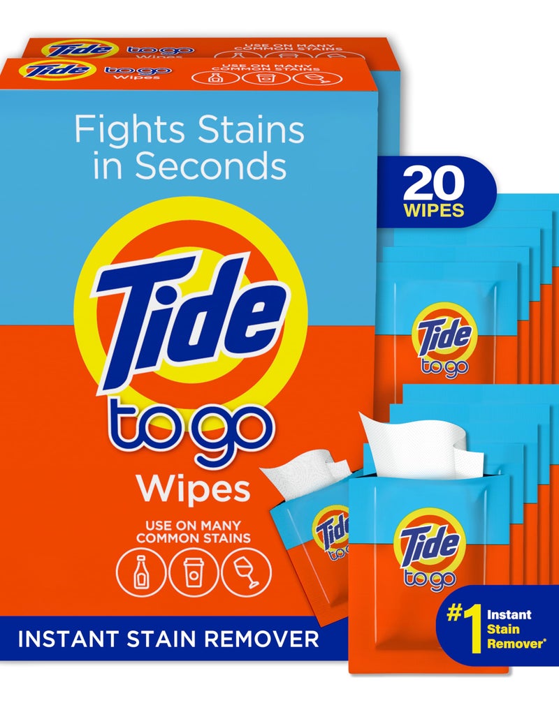 Tide مناديل تايد لإزالة البقع الفورية، 10 مناديل (عبوة من 2) - Image 1