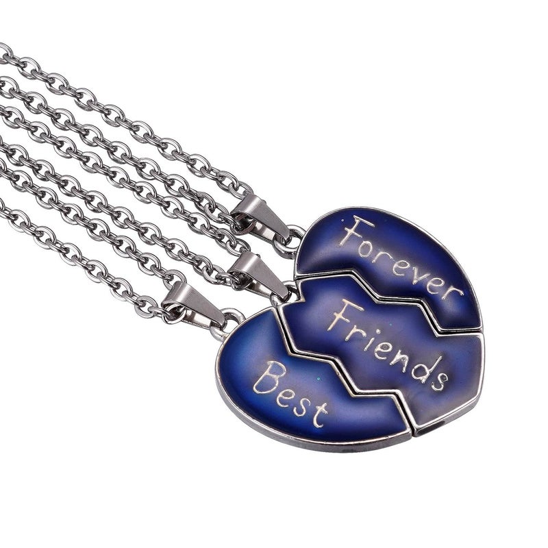 FM FM42 Temperature Sensing Color Changing Best Friends Forever 3-Split Heart Pendant Necklace Set, Pack of 3 - Image 4