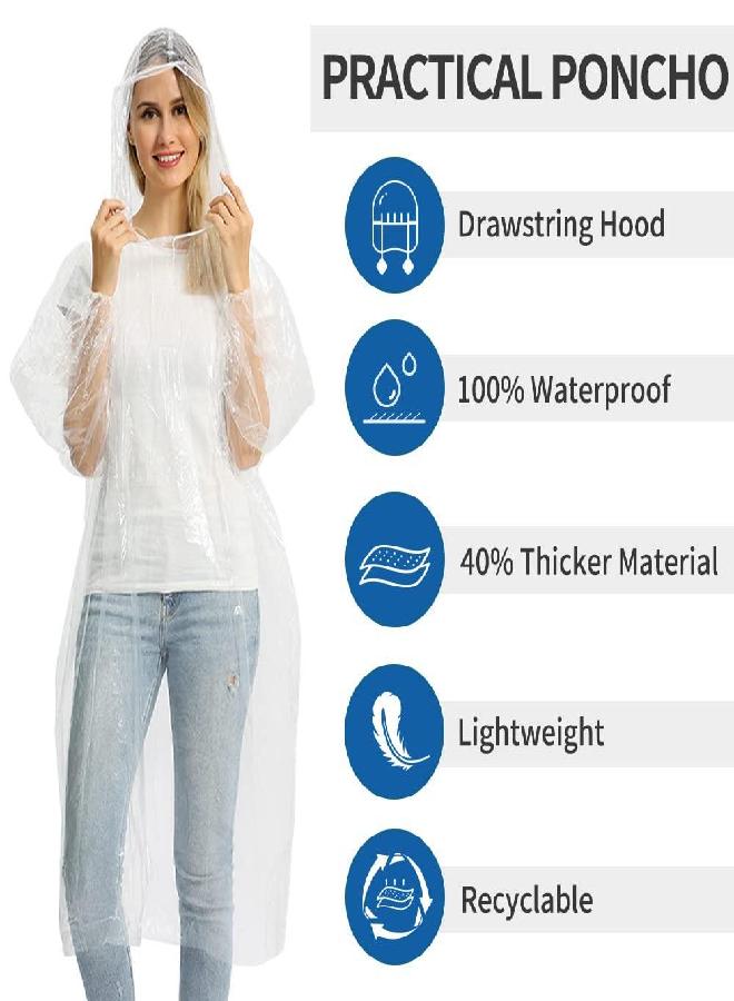 Opret Opret 5 Pack Disposable Rain Poncho, Emergency Poncho Waterproof Raincoat with Hood for Camping, Hiking, Cycling, Theme Park and Festival - Image 3