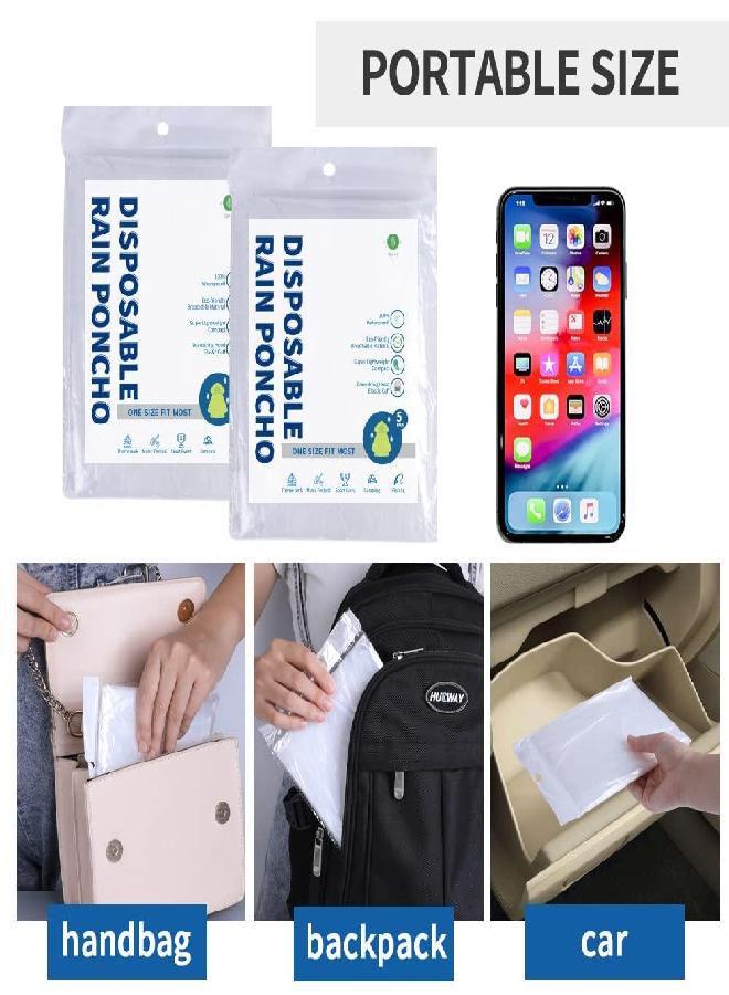 Opret Opret 5 Pack Disposable Rain Poncho, Emergency Poncho Waterproof Raincoat with Hood for Camping, Hiking, Cycling, Theme Park and Festival - Image 5