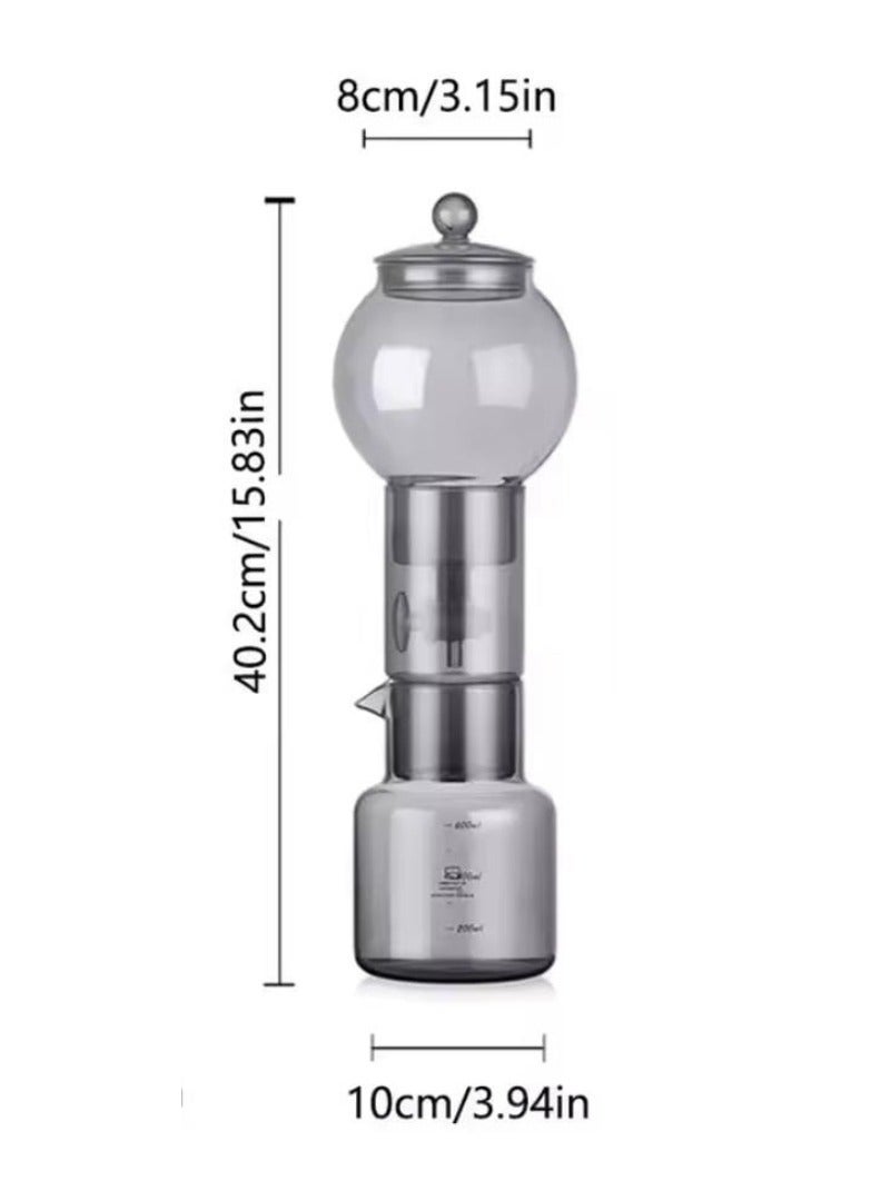 Liying Cold Brew Coffee and Tea Maker, 600ml, Dripper with Adjustable Water Flow, Glass Filter, Borosilicate Glass #1  - Image 2