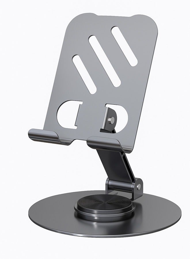 360°Rotating Phone Holder for Desk, Portable & Foldable Cell Phone Stand for Office & Kitchen, Adjustable Tablet Stand for All Mobile Phones, iPhone, iPad, Nintendo Switch - Metal - Image 1