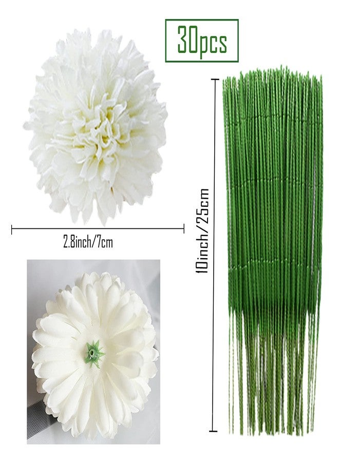 HinyoCo 30 Pcs Artificial Chrysanthemums Heads Ball Flowers，Silk Chrysanthemum Ball Bouquet White Bouquets Hydrangea for Home Office Coffee House Parties and Wedding（Milk White） - Image 2