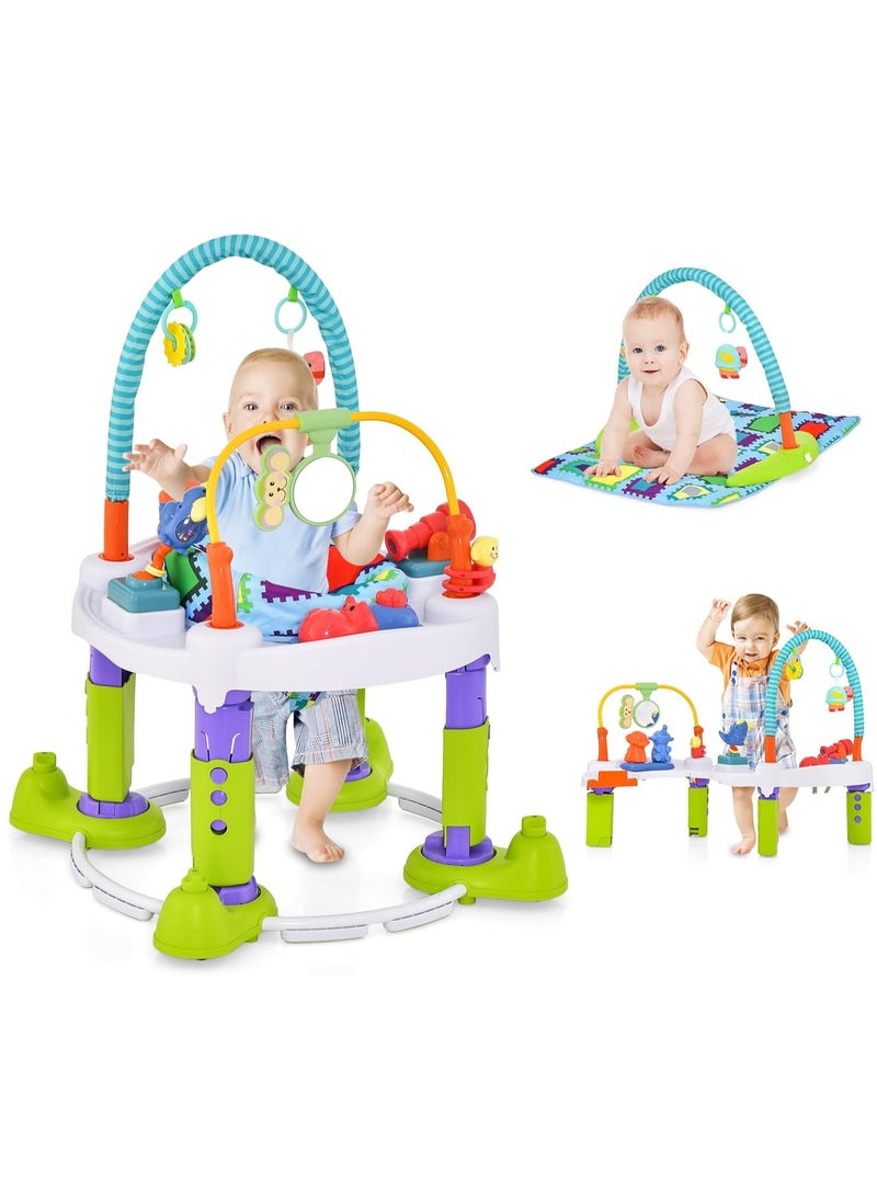 شو وو مركز أنشطة للأطفال 4 في 1، مشاية تعليمية للأطفال، محطة ألعاب تفاعلية للأطفال، كرسي هزاز للأطفال، سجادة لعب أرضية للأطفال، طاولة أنشطة للأطفال، مركز أنشطة مع ارتفاع قابل للتعديل بثلاثة مستويات، مقعد 360 درجة - Image 1