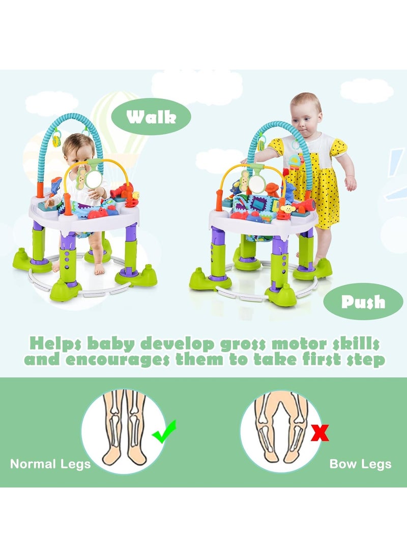 شو وو مركز أنشطة للأطفال 4 في 1، مشاية تعليمية للأطفال، محطة ألعاب تفاعلية للأطفال، كرسي هزاز للأطفال، سجادة لعب أرضية للأطفال، طاولة أنشطة للأطفال، مركز أنشطة مع ارتفاع قابل للتعديل بثلاثة مستويات، مقعد 360 درجة - Image 2
