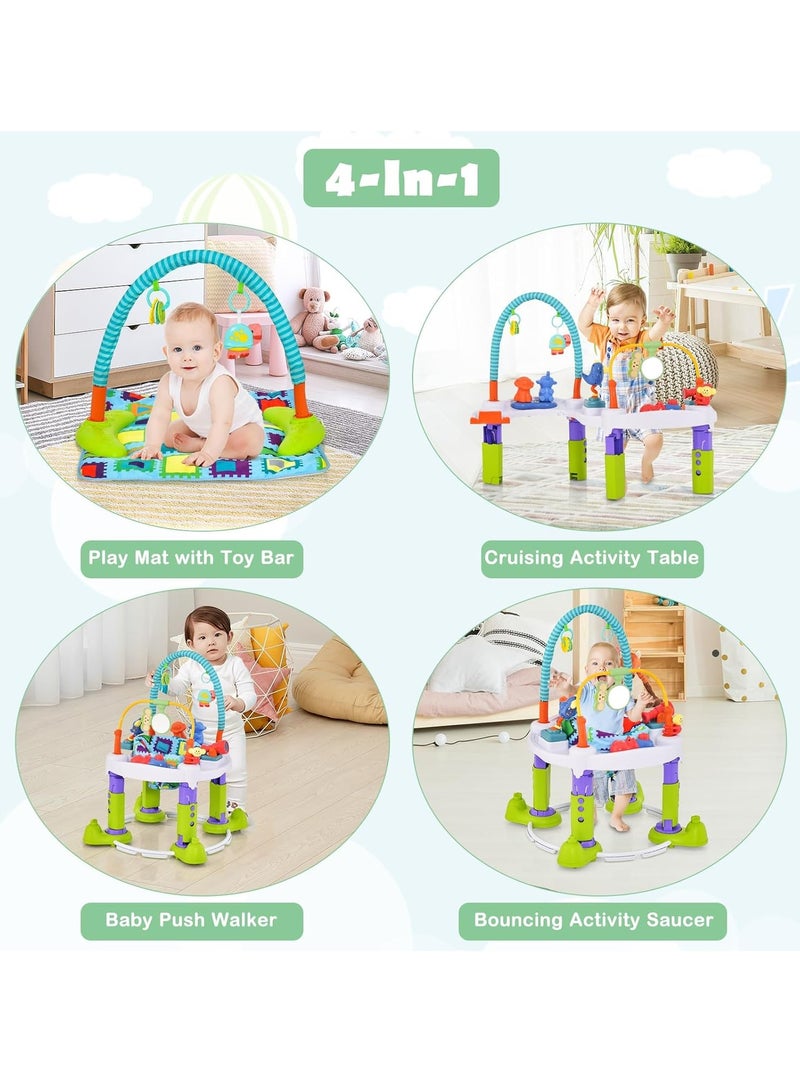شو وو مركز أنشطة للأطفال 4 في 1، مشاية تعليمية للأطفال، محطة ألعاب تفاعلية للأطفال، كرسي هزاز للأطفال، سجادة لعب أرضية للأطفال، طاولة أنشطة للأطفال، مركز أنشطة مع ارتفاع قابل للتعديل بثلاثة مستويات، مقعد 360 درجة - Image 5