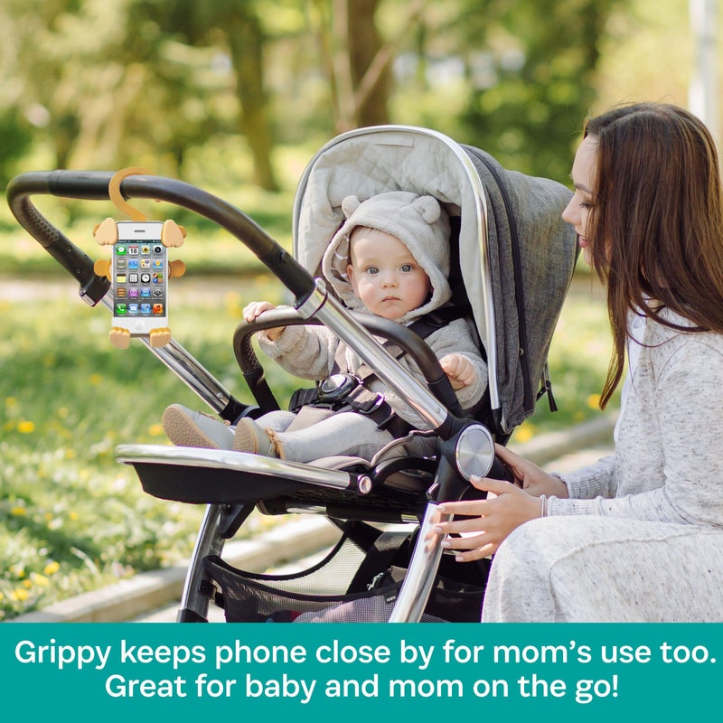 BuggyGear Grippy Smartphone Phone Holder by Buggygear - The Perfect Mount for Your Cellphone - This Accessory Straps to Your Stroller, Grocery Cart - Strap it or Hang it from the Tail - Entertain Your Baby too - Image 2
