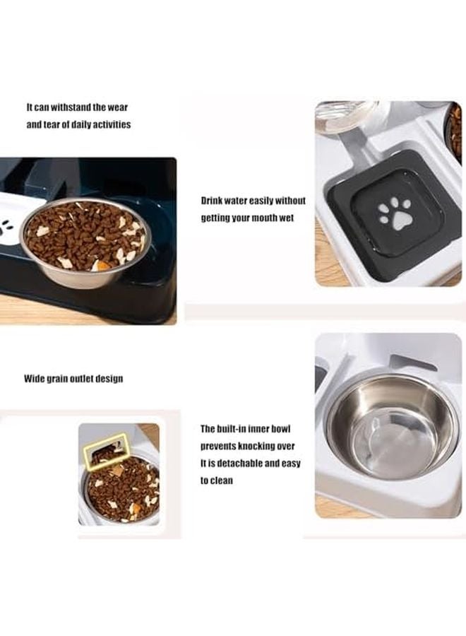 2 في 1 وحدة تغذية الحيوانات الأليفة التلقائية وموزع المياه بتصميم مصنوع من الفولاذ المقاوم للصدأ ومرتفع - Image 4