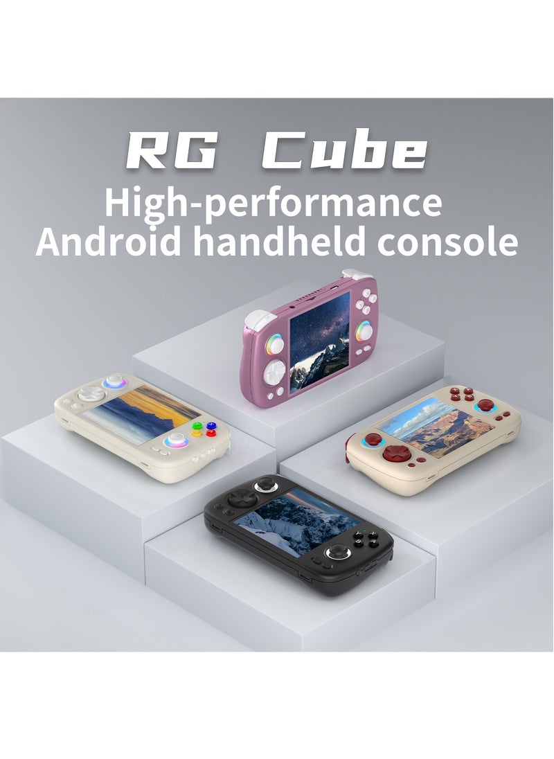 ANBERNIC  - ANBERNIC RG Cube Retro Handheld Game Console 64bit Android 13 Unisoc T820 3.95 Inch IPS Screen Hall Joystick RGB lighting effect (White) - Image 1