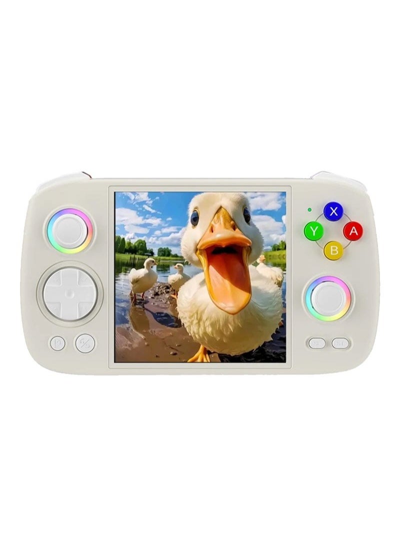 ANBERNIC  - ANBERNIC RG Cube Retro Handheld Game Console 64bit Android 13 Unisoc T820 3.95 Inch IPS Screen Hall Joystick RGB lighting effect (White) - Image 1