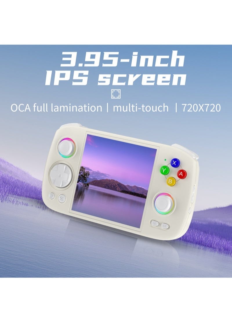 ANBERNIC  - ANBERNIC RG Cube Retro Handheld Game Console 64bit Android 13 Unisoc T820 3.95 Inch IPS Screen Hall Joystick RGB lighting effect (White) - Image 1