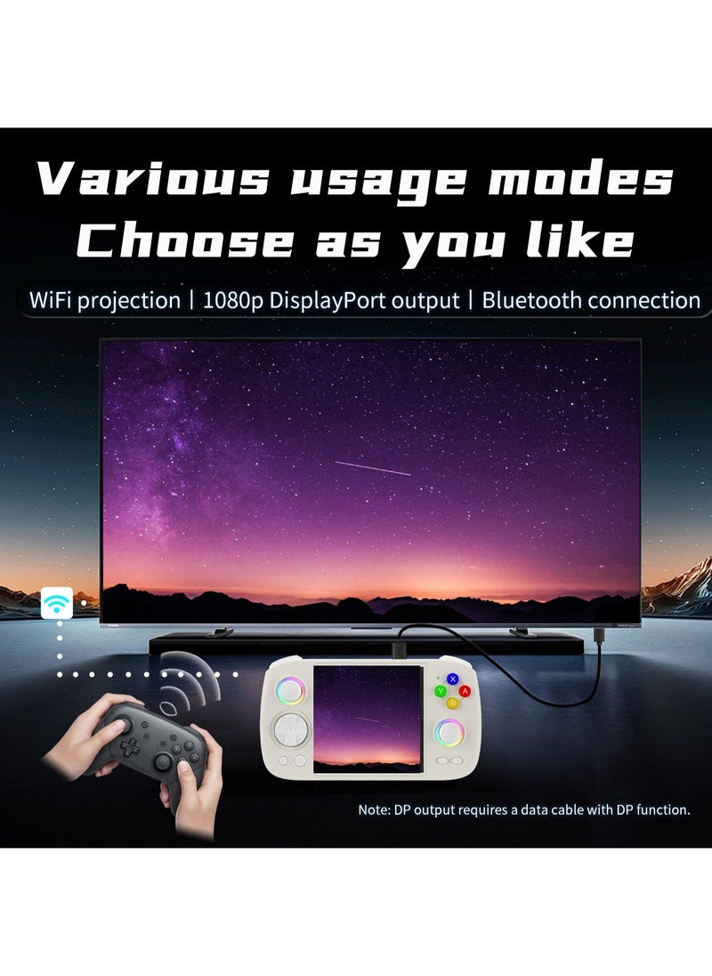 ANBERNIC  - ANBERNIC RG Cube Retro Handheld Game Console 64bit Android 13 Unisoc T820 3.95 Inch IPS Screen Hall Joystick RGB lighting effect (White) - Image 1